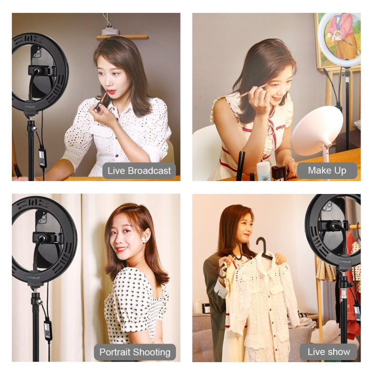 PULUZ  7.9英寸20cm可調光 RGBW LED弧面環形攝影燈自拍補光燈, 帶手機夾