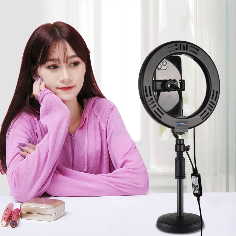 PULUZ  7.9英寸20cm可調光 RGBW LED弧面環形攝影燈自拍補光燈, 帶手機夾