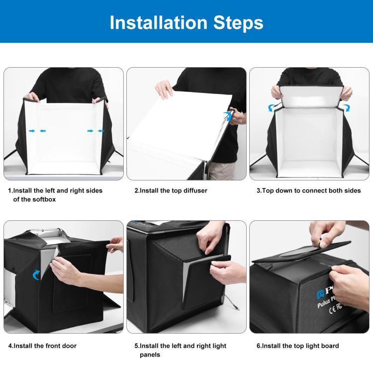 PULUZ 40厘米攝影72W 5500K 柔光燈箱 帶4色背景