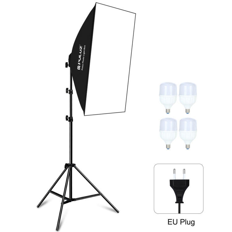 PULUZ 50x70cm Studio Softbox + 2m Tripod Mount + 4 x E27 20W 5700K White Light LED Light Bulb Photography Lighting Kit