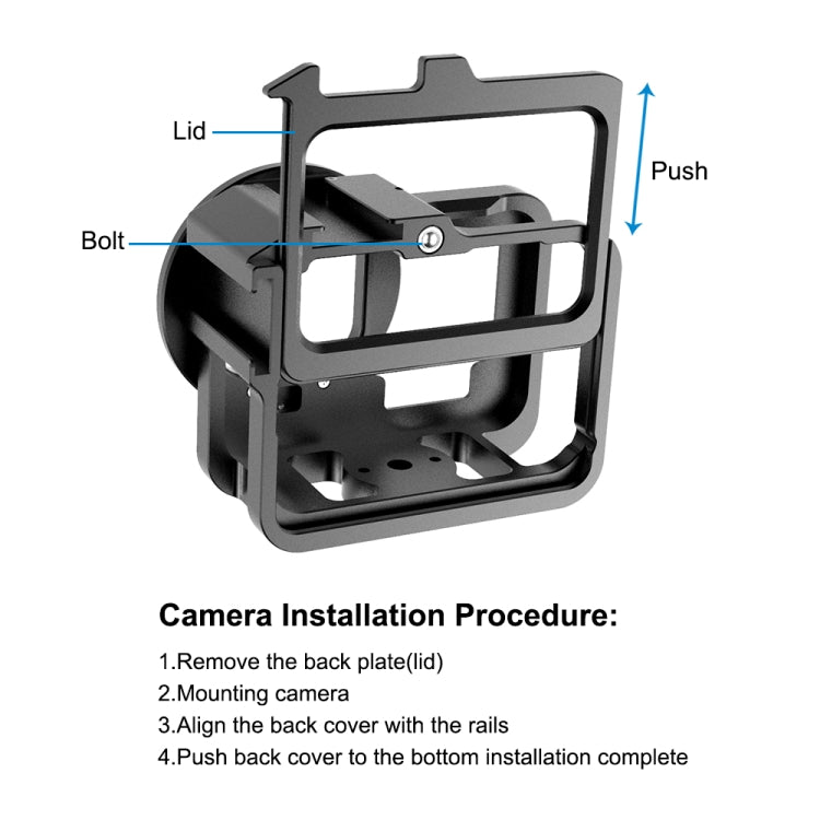 PULUZ for GoPro HERO13 Black /12 Black /11 Black /10 Black /9 Black Thicken Housing Shell CNC Aluminum Alloy Protective Cage with Insurance Frame & 52mm UV Lens