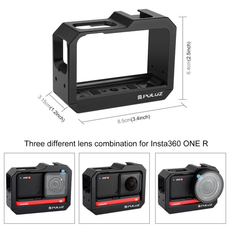 PULUZ適用於 Insta 360 One R 鋁合金轉接邊框帶冷靴口保護殼兔籠配件
