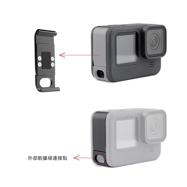 PULUZ Metal Battery Side Interface Cover for GoPro HERO13 Black /12 Black /11 Black /10 Black /9 Black
