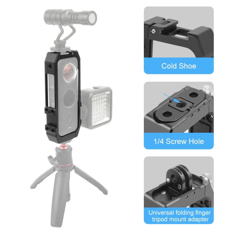 PULUZ 適用於Insta360 ONE X2 金屬兔籠全景相機保護框 帶冷靴&摺疊磁手兩卡槽拓展配件