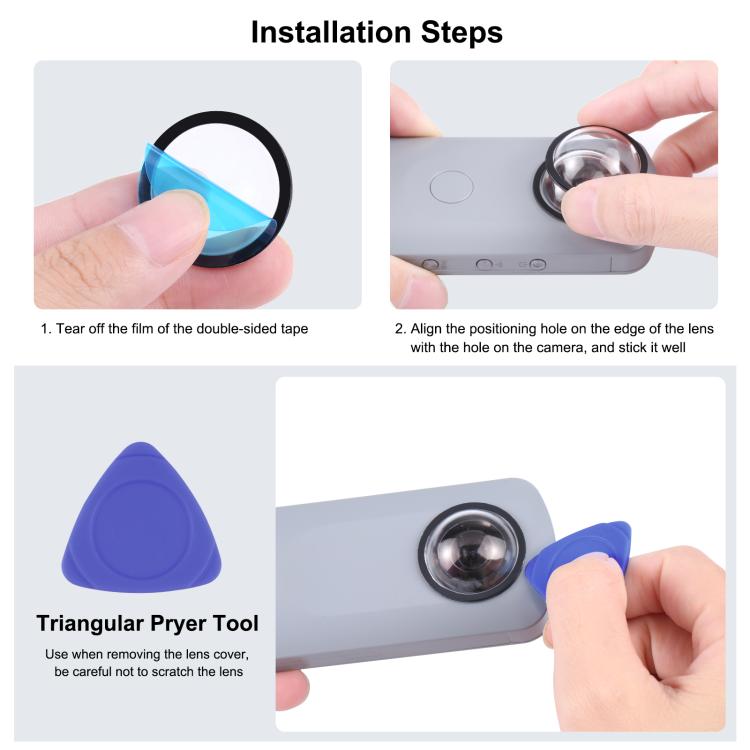 PULUZ  適用於理光Ricoh Theta SC2 / S / V  全景鏡頭保護鏡保護蓋套裝