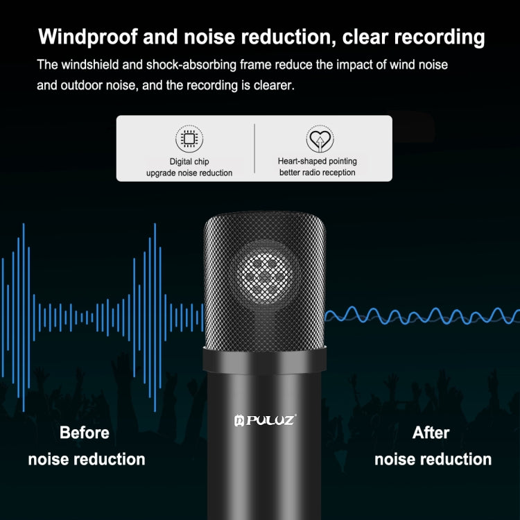 PULUZ Studio Broadcast Professional Singing Microphone Kits with Suspension Scissor Arm & Metal Shock Mount & USB Sound Card