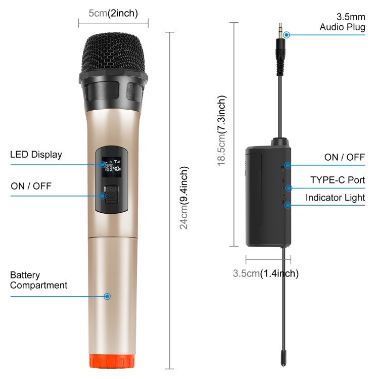 PULUZ UHF 無線動圈麥克風話筒 帶LED显示屏