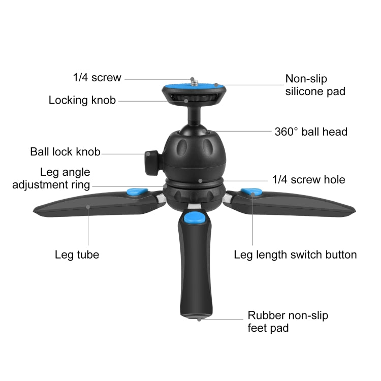 PULUZ   迷你支架 VLOG直播穩定器三腳架 帶手機夾