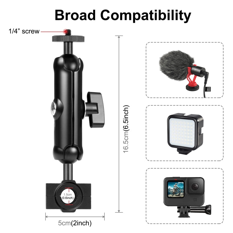 PULUZ 適用於GoPro 運動相機摩托車/自行車支架 后視鏡O型款
