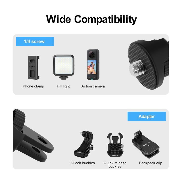 PULUZ 適用於GoPro/Insta360 運動相機1/4可調節ABS轉接頭