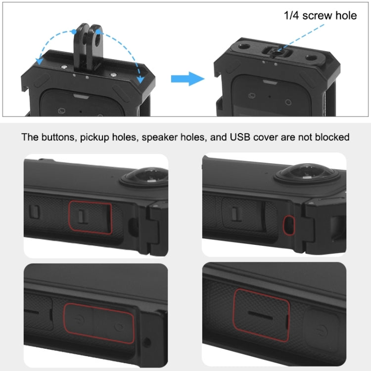 PULUZ 適用於Insta360 X3 運動相機鋁合金兔籠拓展保護邊框