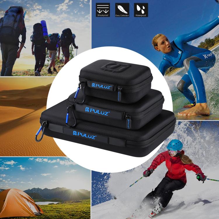 適用於GoPro Hero11 Black / HERO10 Black / HERO9 Black / HERO8 Black / HERO7 /6 /5 /5 Session /4 Session /4 /3+ /3 /2 /1, DJI Osmo Action和其他運動相機 PULUZ便攜式 小號收納包 Size: 16cm x 12cm x 7cm