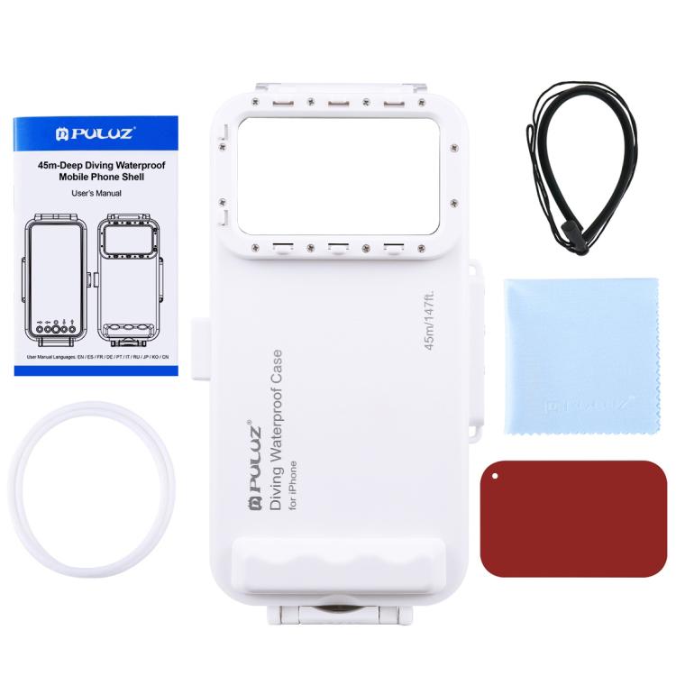 PULUZ 適用於蘋果 iPhone 系列iOS 13.0以上版本 潜水防水殼 PC+ABS保護殼 45米防水 , Universal Case for iPhone(iOS 13.0 or Above Version)