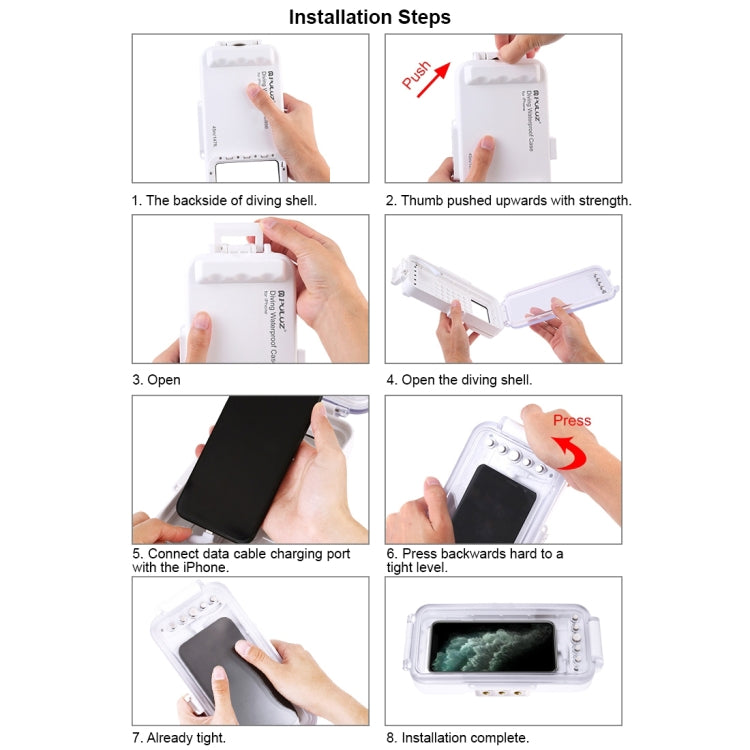 PULUZ 適用於蘋果 iPhone 系列iOS 13.0以上版本 潜水防水殼 PC+ABS保護殼 45米防水 , Universal Case for iPhone(iOS 13.0 or Above Version)