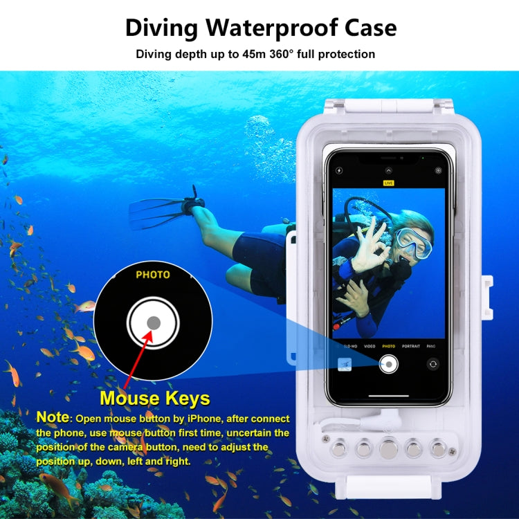 PULUZ 適用於蘋果 iPhone 系列iOS 13.0以上版本 潜水防水殼 PC+ABS保護殼 45米防水 , Universal Case for iPhone(iOS 13.0 or Above Version)