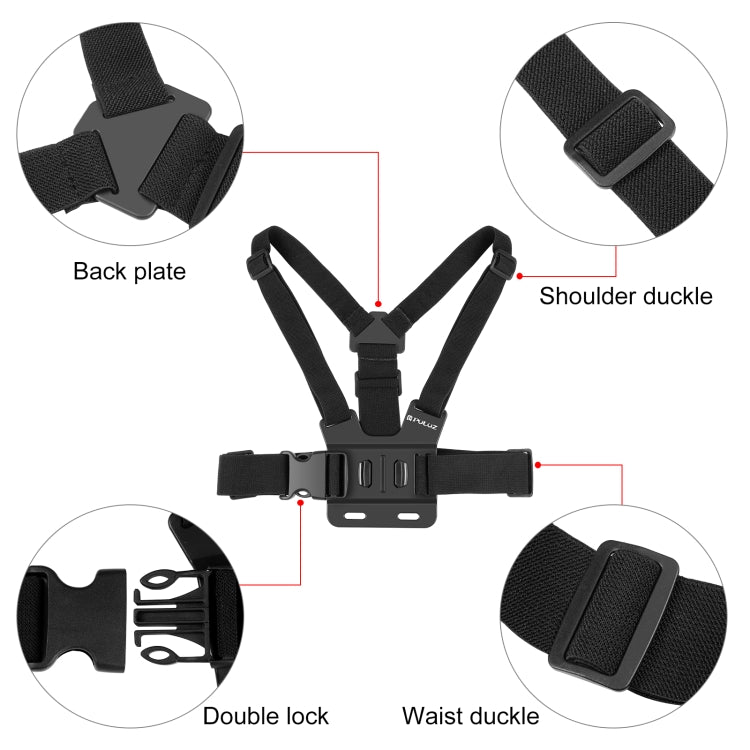 PULUZ 手機夾5合1套裝 A型胸帶 帶J型底座和螺絲