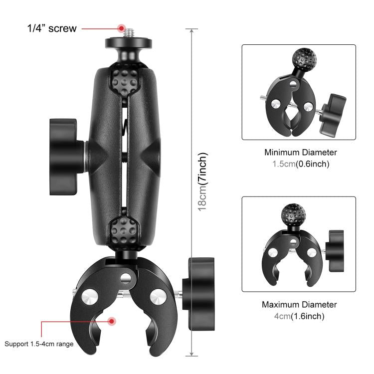 PULUZ 適用於GoPro 運動相機摩托車/自行車大力夾車把支架