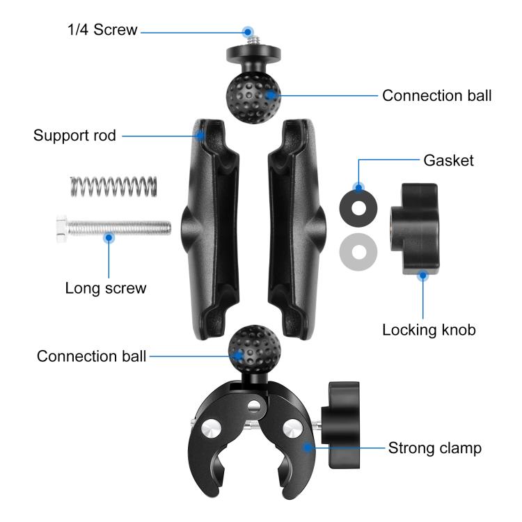 PULUZ 適用於GoPro 運動相機摩托車/自行車大力夾車把支架