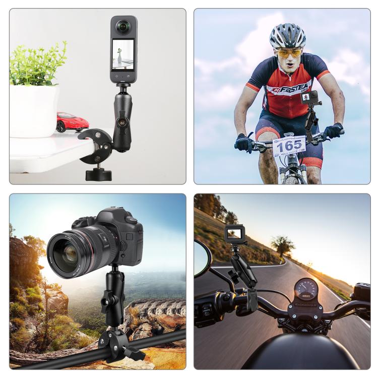 PULUZ 適用於GoPro 運動相機摩托車/自行車大力夾車把支架
