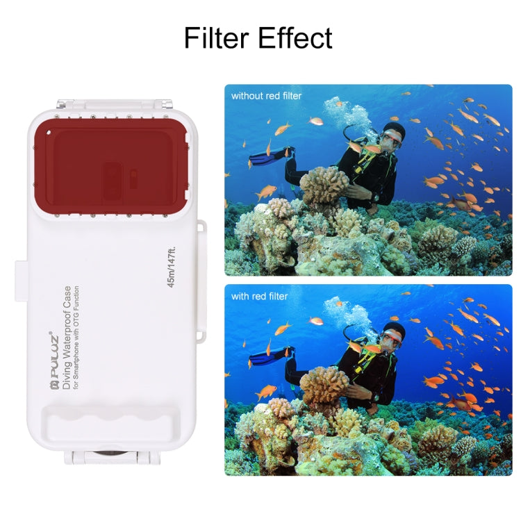 PULUZ 45m/147ft Waterproof Diving Case Photo Video Taking Underwater Housing Cover for iPhone 16 / 16 Pro / 15 / 15 Pro, Galaxy, Huawei, Xiaomi, Google Android OTG Smartphones with Type-C Port