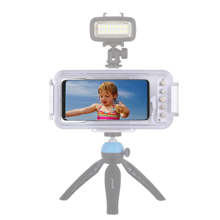 PULUZ 45m/147ft Waterproof Diving Case Photo Video Taking Underwater Housing Cover for iPhone 16 / 16 Pro / 15 / 15 Pro, Galaxy, Huawei, Xiaomi, Google Android OTG Smartphones with Type-C Port