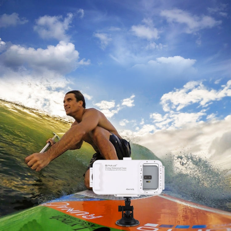 PULUZ 45m/147ft Waterproof Diving Case Photo Video Taking Underwater Housing Cover for iPhone 16 / 16 Pro / 15 / 15 Pro, Galaxy, Huawei, Xiaomi, Google Android OTG Smartphones with Type-C Port
