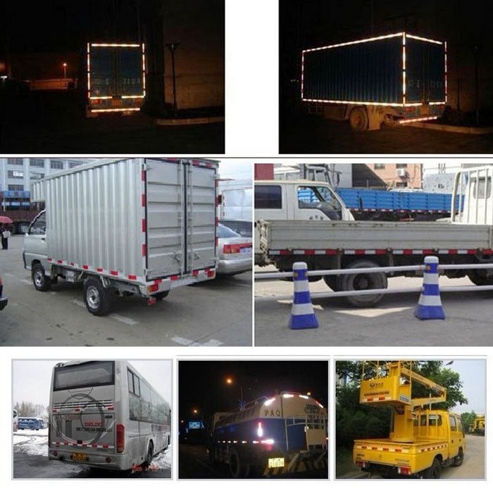 10 PCS Safety Warning Car Strap Reflective Truck Sticker, Size: 29.5cm x 4.8cm (Red + Silver)