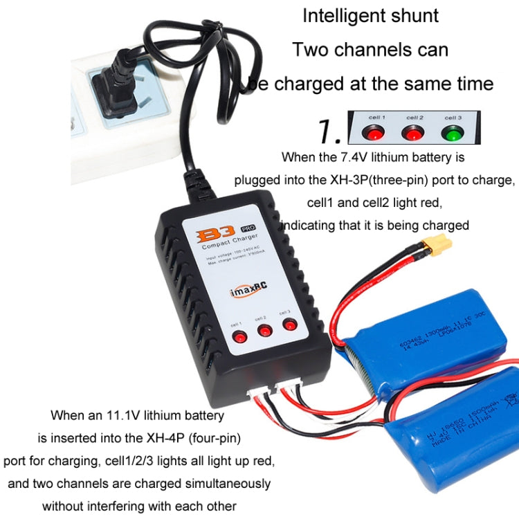 ImaxRC 7.4V/11.1V 2S/3S航模無人機鋰電池智能平衡充電器, EU Plug
