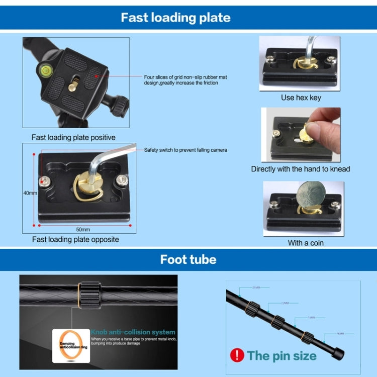 ZOMEI Z688 鎂合金三腳架反折可拆獨腳架帶球型雲台