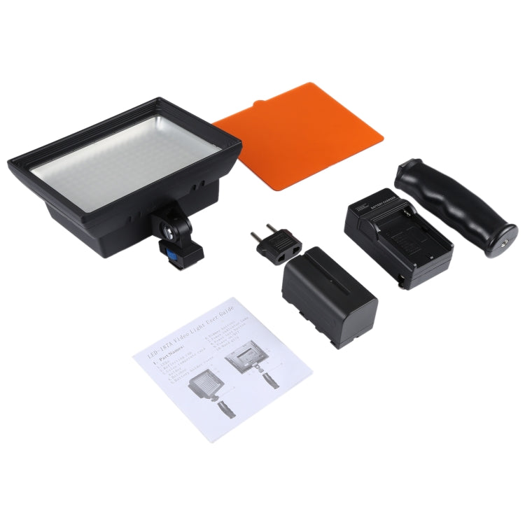 LED-187A 187 LED Video Light for Camera / Video Camcorder and 7.4V 4400mAh NP-F770 li-ion Battery & with Soft Sheets & a Yellow Filters, 187 LED with NP-F770