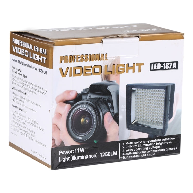 LED-187A 187 LED Video Light for Camera / Video Camcorder and 7.4V 4400mAh NP-F770 li-ion Battery & with Soft Sheets & a Yellow Filters, 187 LED with NP-F770