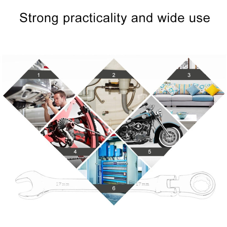 14mm兩用帶角度開口梅花棘輪扳手