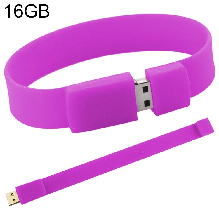 16GB USB 2.0硅膠手鏈U盤, 16GB (Purple)