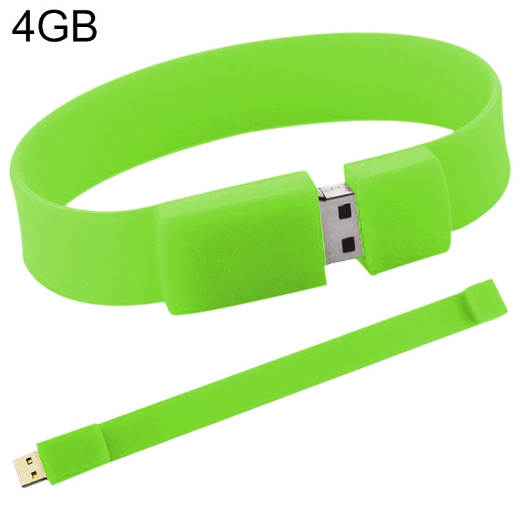4GB USB 2.0硅膠手鏈U盤, 4GB (Green)