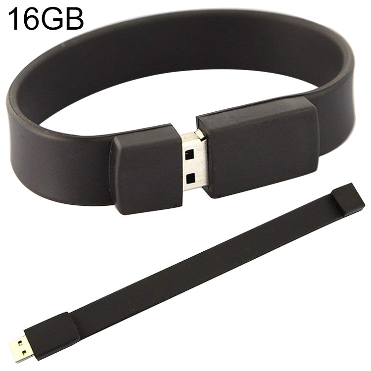 16GB USB 2.0硅膠手鏈U盤, 16GB (Black)