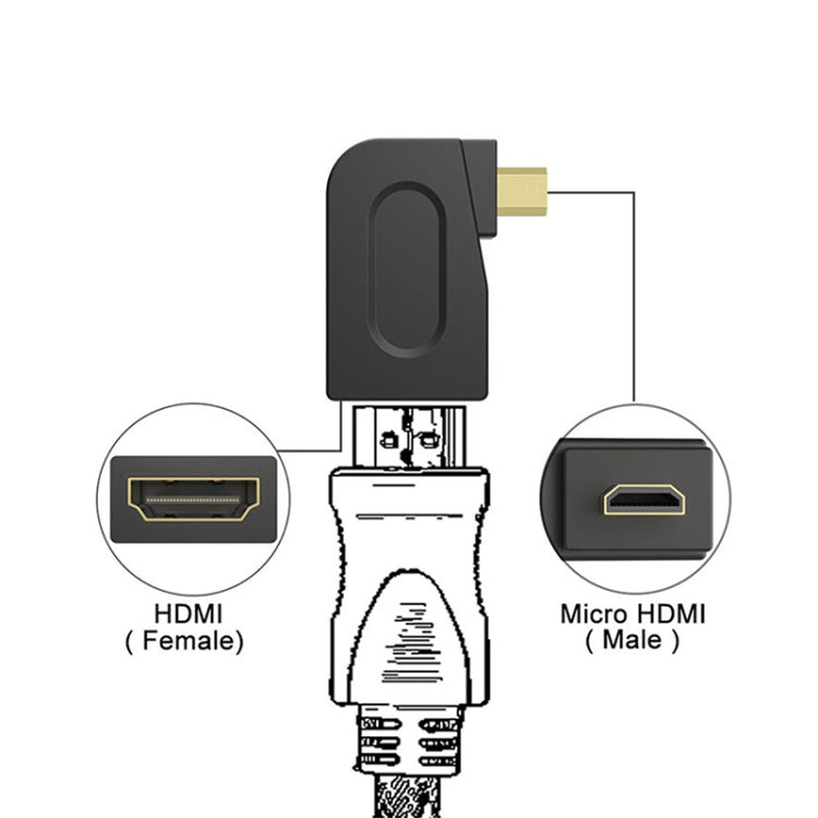 Micro HDMI 公頭 轉 HDMI 母頭, 90度角