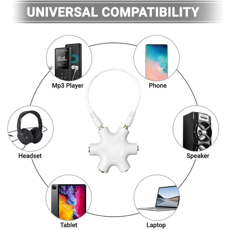 3.5mm音頻適配器, 6個母頭, 配音頻線