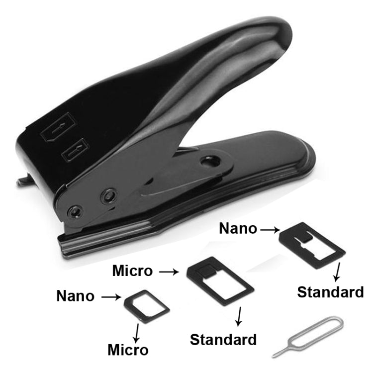 適用於適用於蘋果和安卓機型  雙口Nano Sim Cutter剪卡器, 配Nano / Micro / Standard SIM卡適配器+取卡針工具