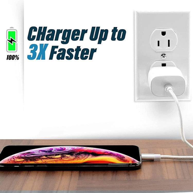 網狀風格金屬頭8 Pin轉USB數據線/充電線，線長：1m