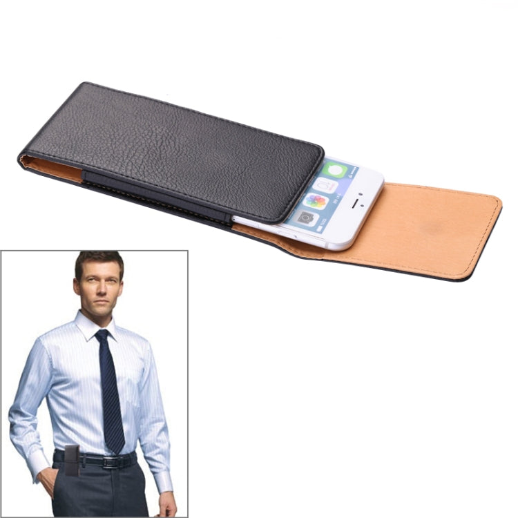 5.5英寸iPhone 6 Plus, 適用於Samsung Galaxy Note 4 / Note III / Note II荔枝紋直板背夾扣腰包