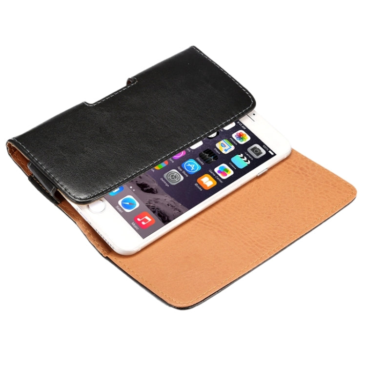 5.5英寸 iPhone 6 Plus /  6S Plus / 適用於三星蓋樂世Note 8 / 適用於三星蓋樂世Note 4  / Note 5 / S6 Edge Plus / A8小羊皮紋背夾扣左右開橫套掛腰包