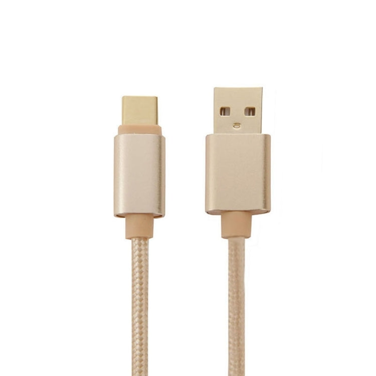 編織風格鍍金屬頭Type-c USB 3.1轉USB 2.0 數據充電線