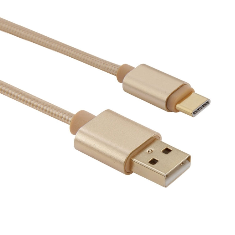 編織風格鍍金屬頭Type-c USB 3.1轉USB 2.0 數據充電線