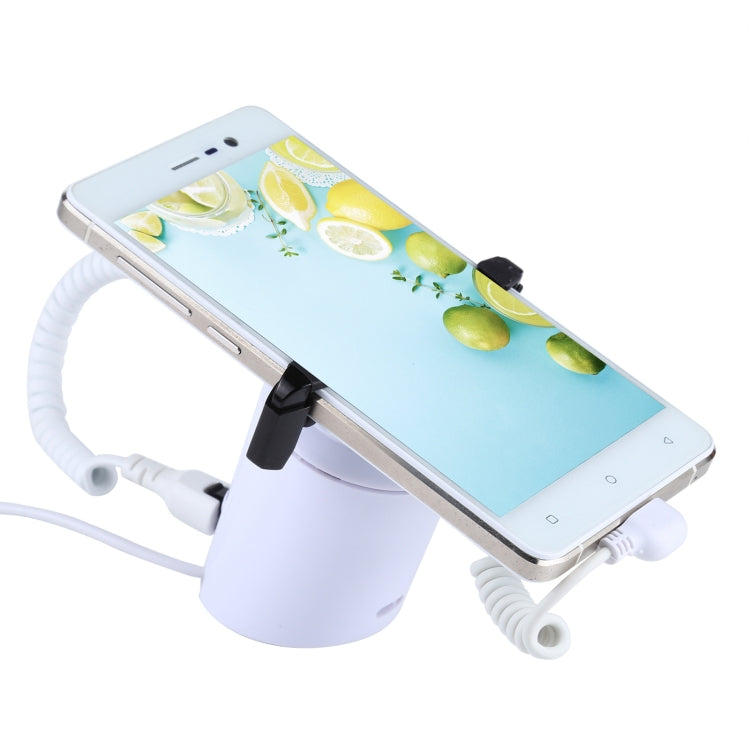 適用於安卓Micro-USB手機圓柱形手機充電防盜展示架/報警器，紅外線遙控解鎖