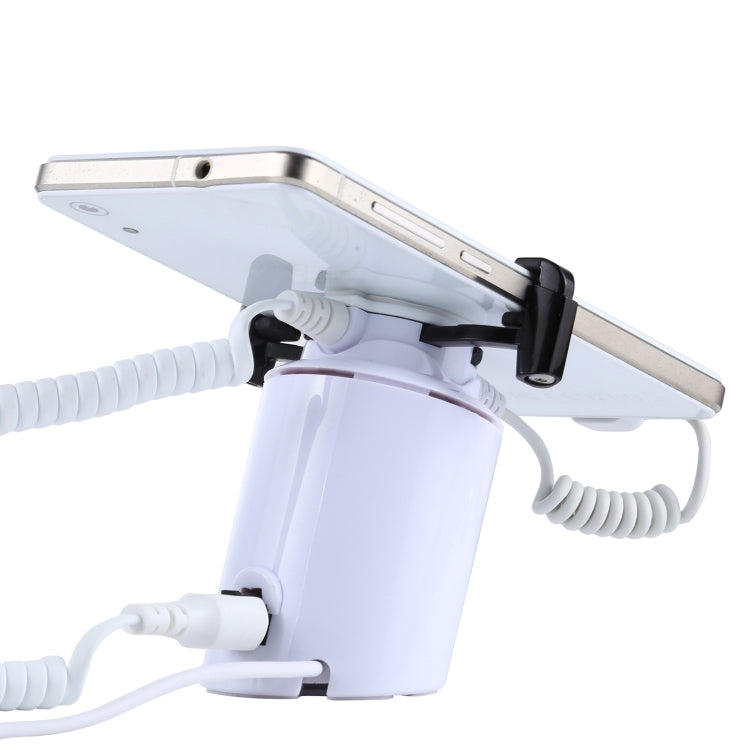 適用於安卓Micro-USB手機圓柱形手機充電防盜展示架/報警器，紅外線遙控解鎖