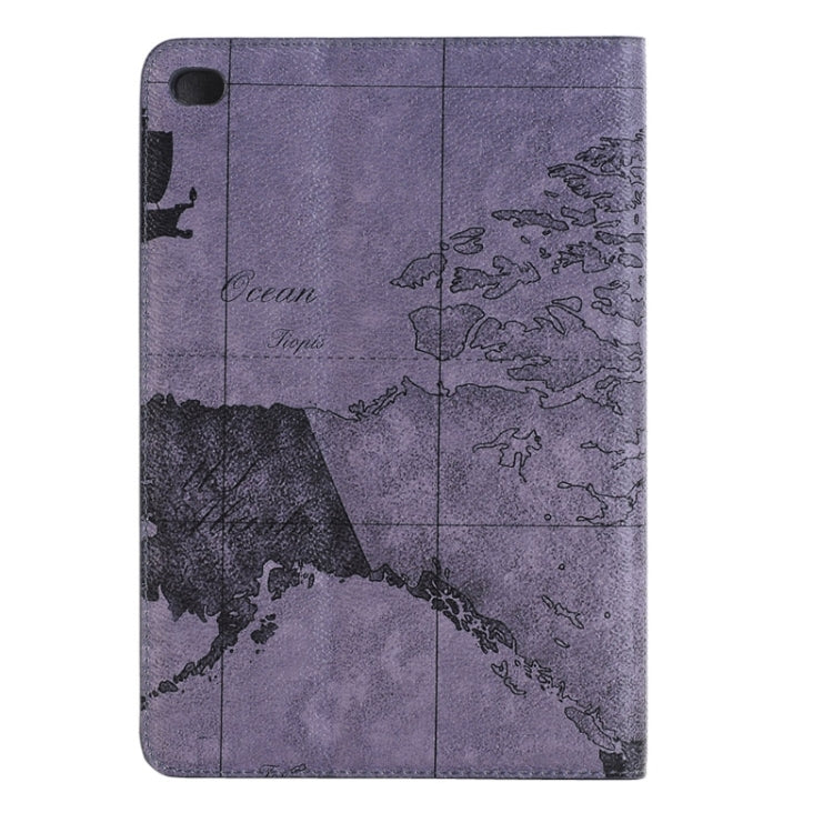 適用於iPad Mini 4 地圖紋左右開智能皮套 帶支架 & 卡槽 & 錢包，圖案隨機發貨