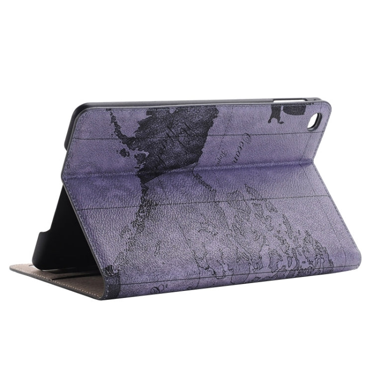 適用於iPad Mini 4 地圖紋左右開智能皮套 帶支架 & 卡槽 & 錢包，圖案隨機發貨