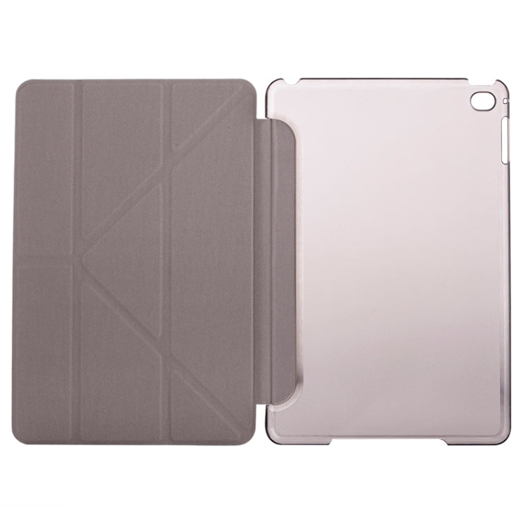 適用於蘋果iPad mini 4  蠶絲紋左右開純色變形金剛皮套 帶支架