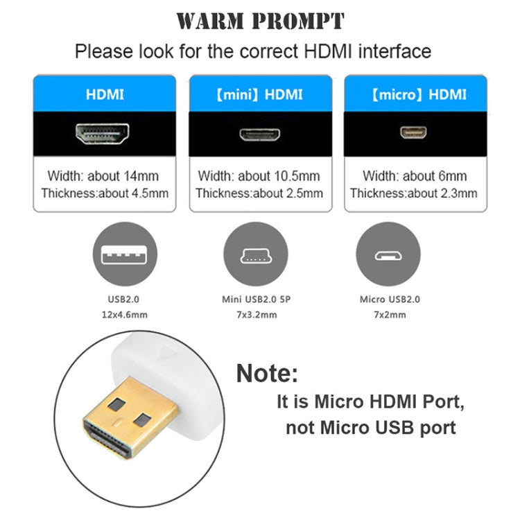 1m Gold Plated Micro HDMI Male to HDMI Male Cable, 1.4 Version