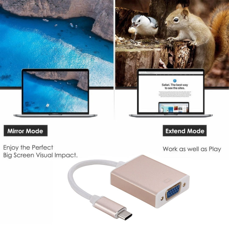 USB 3.1 Type-C to VGA 多显示適配器/轉換器,線長約10cm